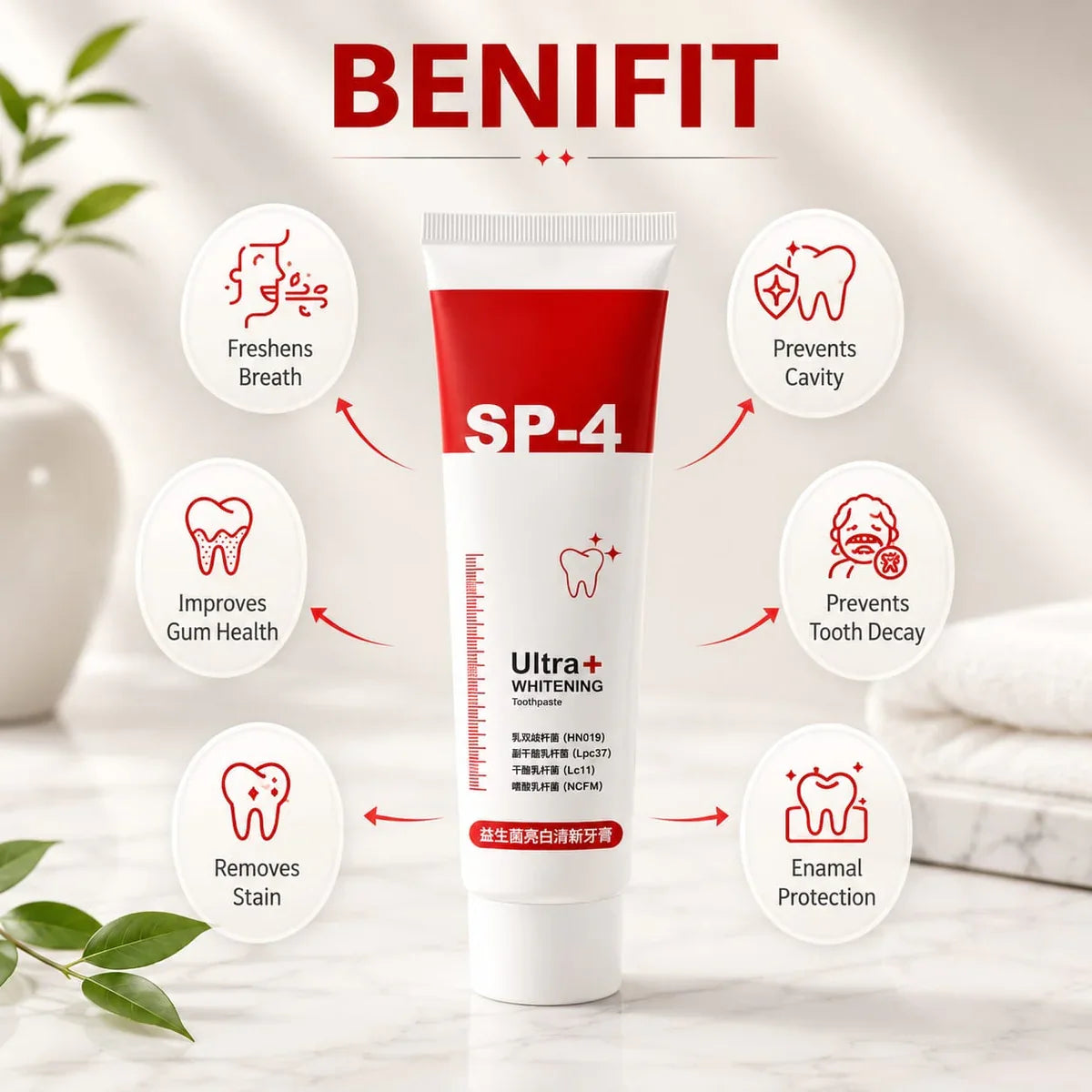 🔥 SP-4 Probiotic Whitening Toothpaste | Deep Clean, Brighten & Freshen | Buy 1 Get 1 FREE!
